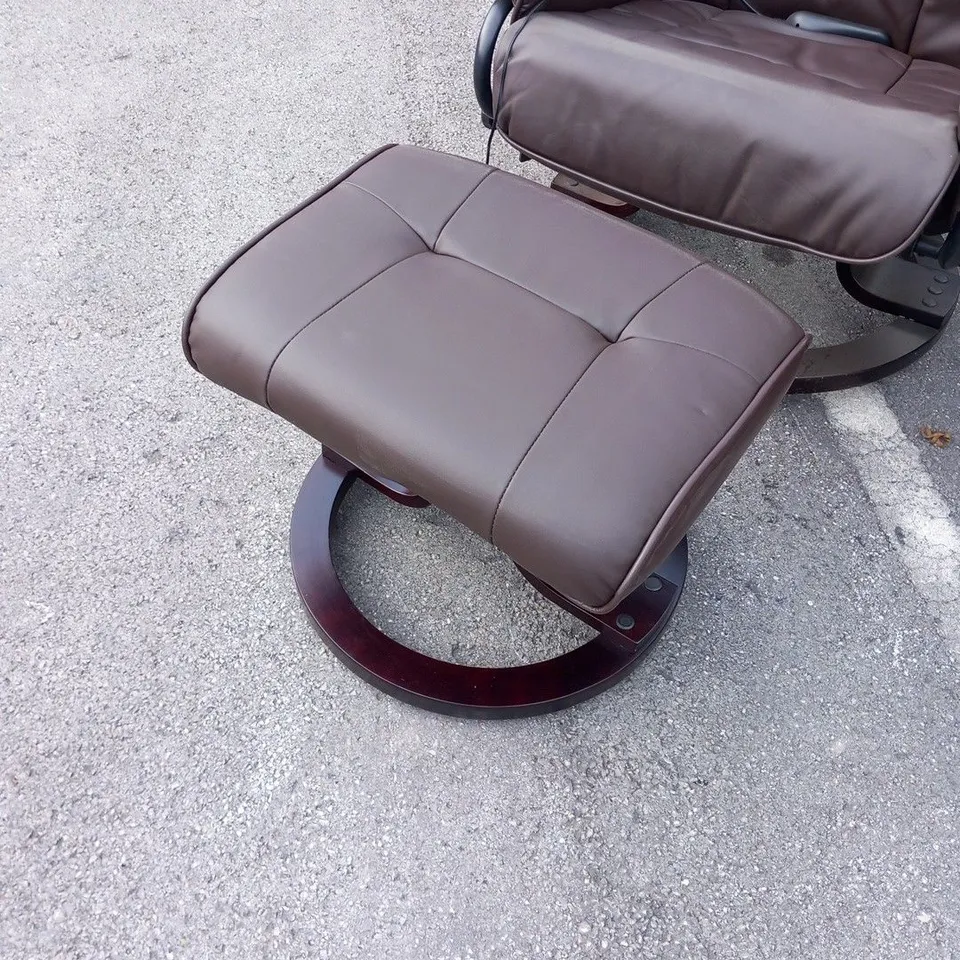DESIGNER SANTIAGO BROWN SWIVEL CHAIR WITH FOOTSTOOL