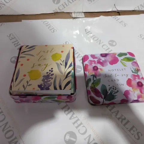 NOTELET JUST TO SAY CARD TIN