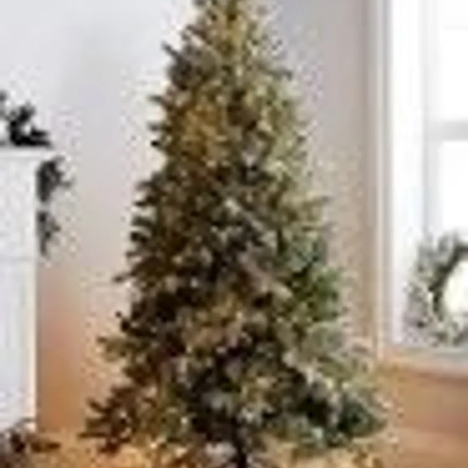 BOXED JULIAN MACDONALD GLITTER BOMB FLOCKED CHRISTMAS TREE 6FT
