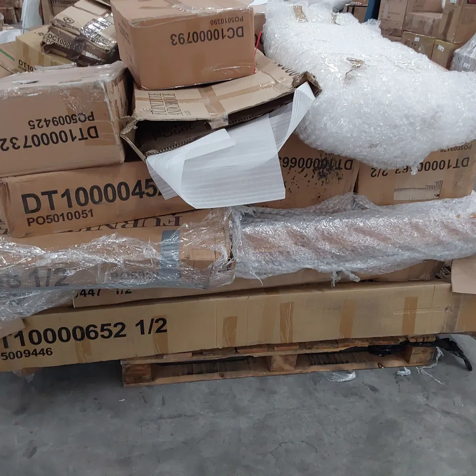 PALLET OF ASSORTED BOXED DINING TABLE PARTS 