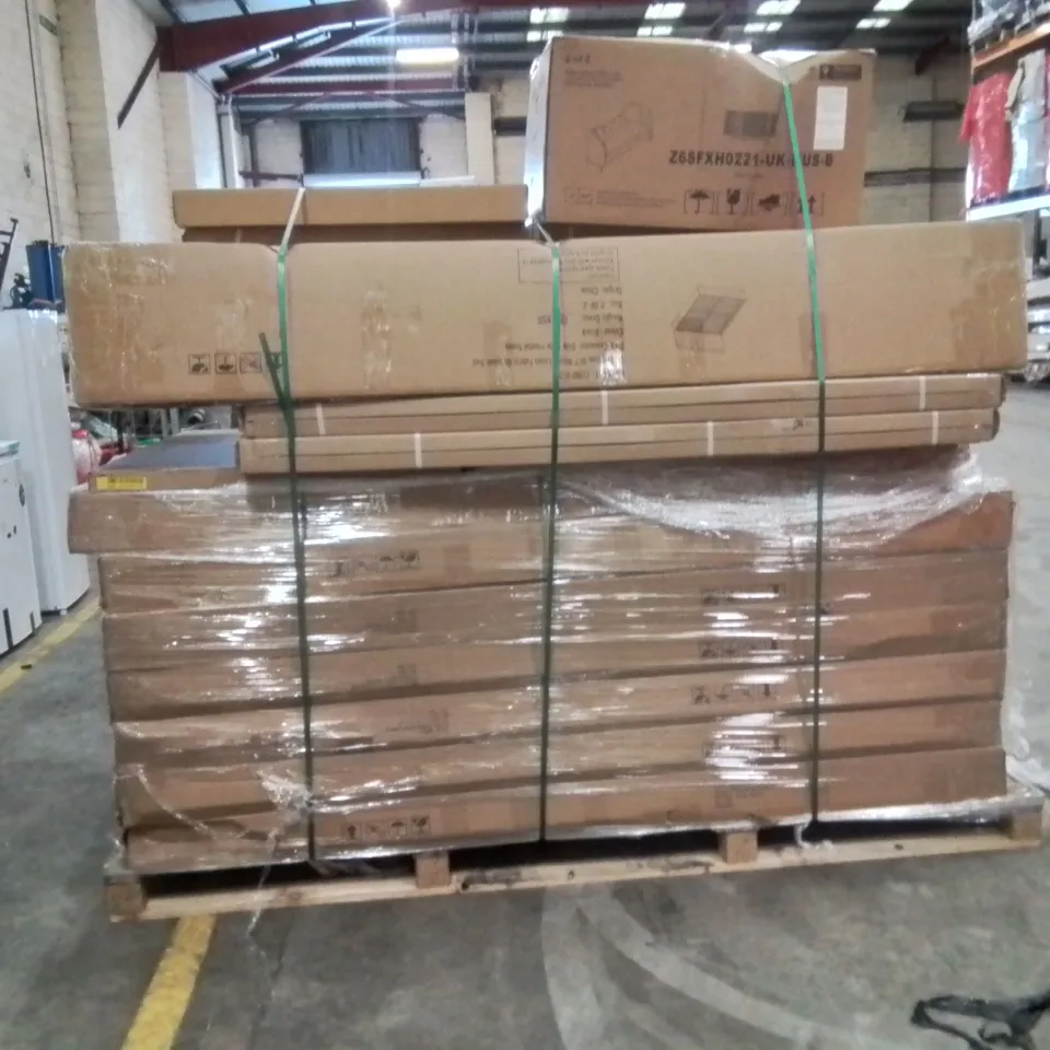 PALLET OF INCOMPLETE FURNITURE TO INCLUDE,SOFA,OTTOMAN BED,TABLE 
