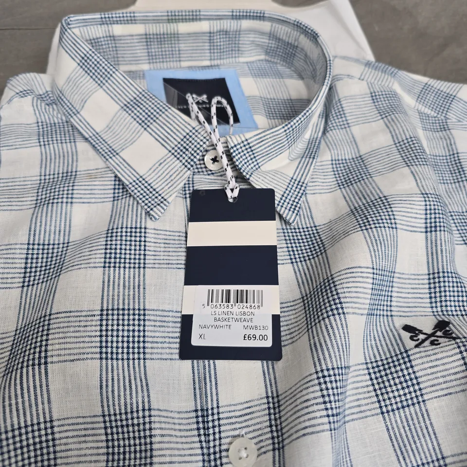 LS LINEN LISBON BASKETWEAVE SHIRT – NAVY/WHITE, XL