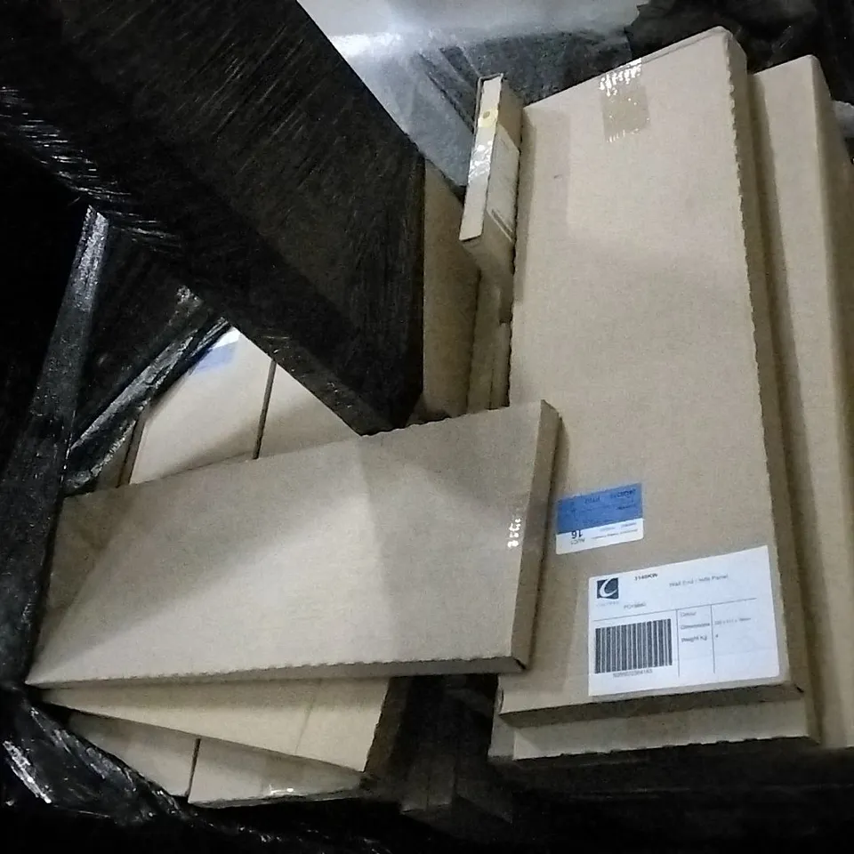 PALLET OF APPROX 17 ASSORTED BATHROOM FURNITURE TO INCLUDE BASIN DOORS, PANELS AND PLINTH