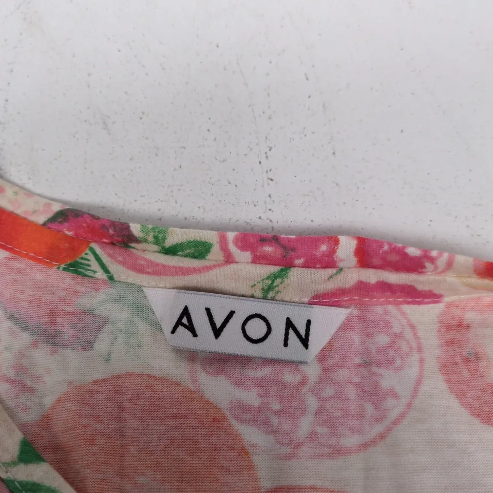 AVON FLORAL FRUIT PRINT WOMEN'S DRESS – UK 12/14