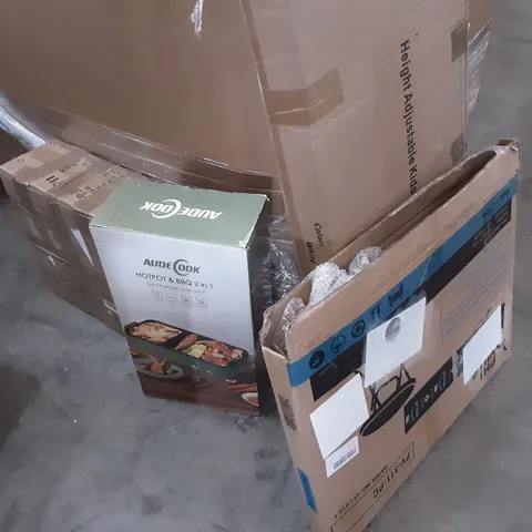 LARGE PALLET OF ASSORTED HOMEWARE ITEMS TO INCLUDE HOTPOT GRILL DUAL COOKER, TRAY TABLE, GARDENING FLOWERBED MESH ETC