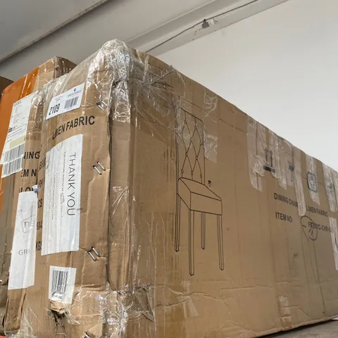 BOXED LINEN FABRIC DINING CHAIR DARK GREEN