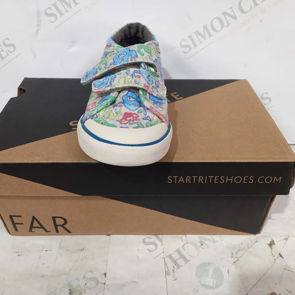 BOXED PAIR OF START RITE SLIME MONSTER CANVAS CHILDREN'S SHOES IN MULTICOLOUR SIZE 9.5F