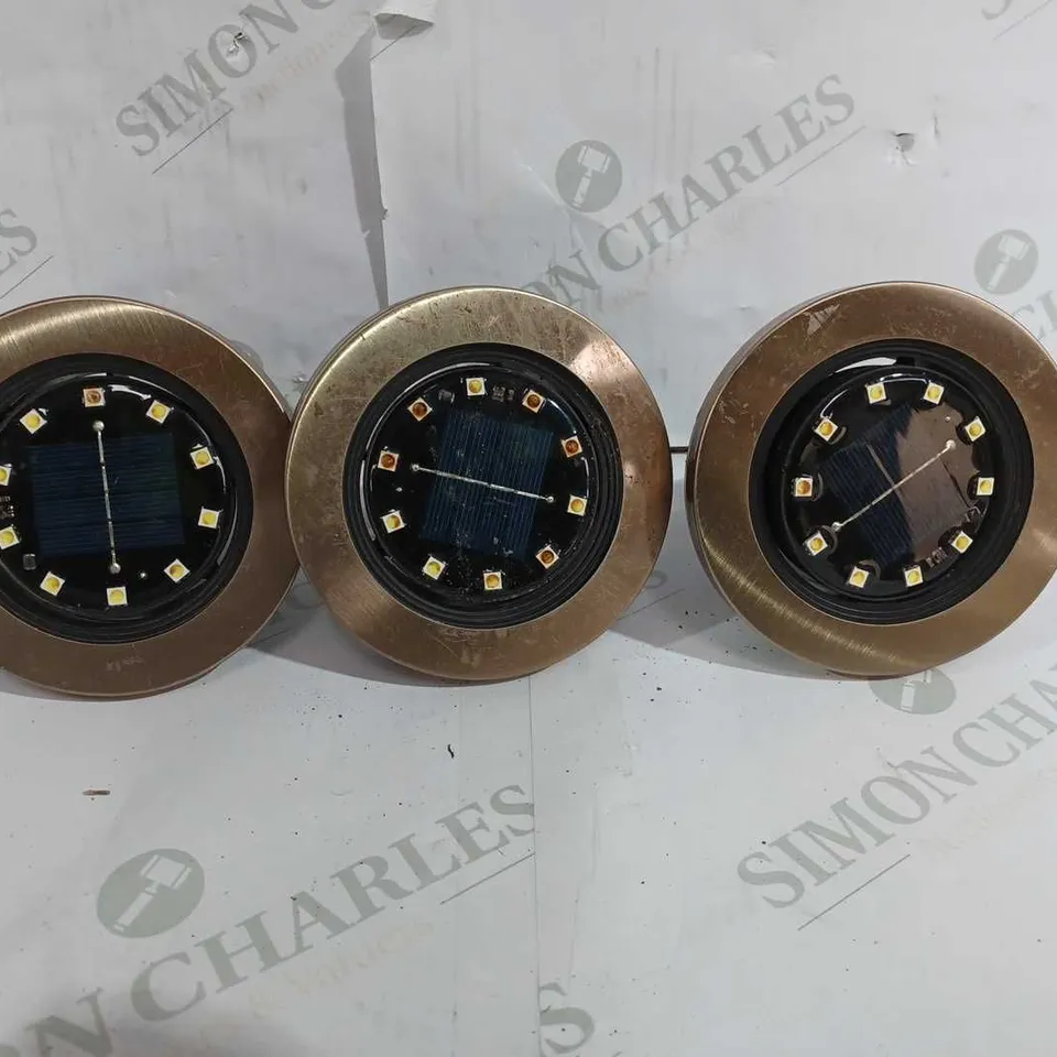 BELL & HOWELL SET OF APPROX 6 SUPERBRIGHT SWIVEL SOLAR DISK LIGHTS