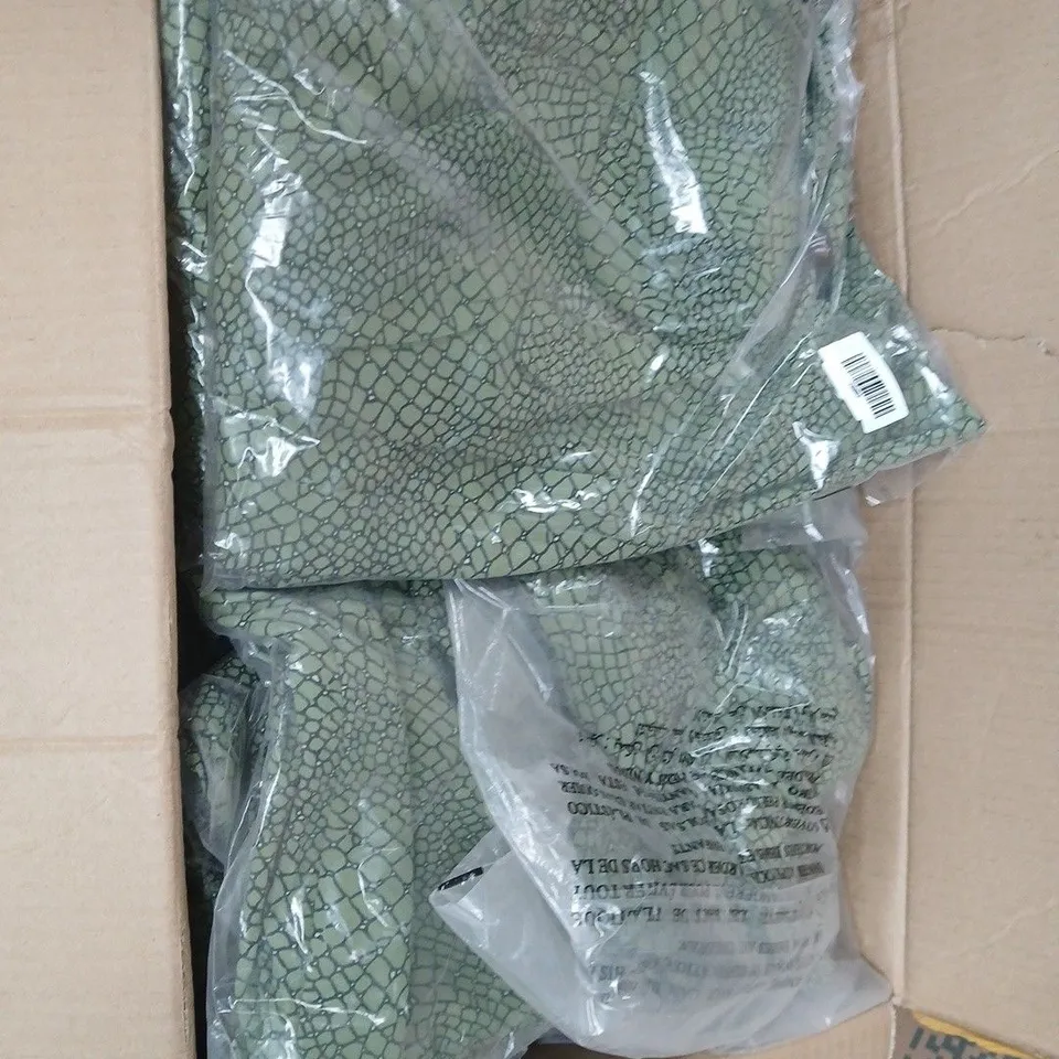 BOX OF APPROXIMATELY 50 RIRI WOMEN'S GREEN REPTILE-PRINT DRESS IN VARIOUS SIZE - COLLECTION ONLY 