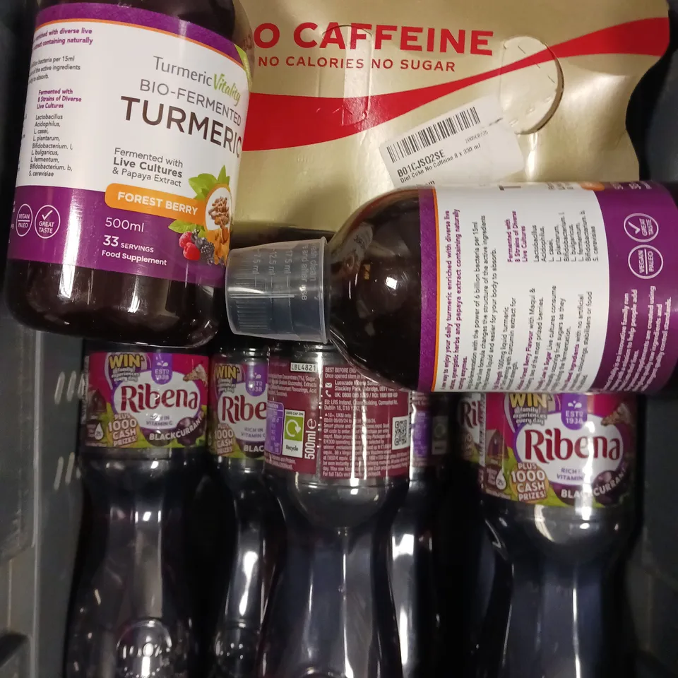 APPROXIMATELY 20 ASSORTED DRINK PRODUCTS TO INCLUDE COCA-COLA, RIBENA & TURMERIC SUPPLEMENT 