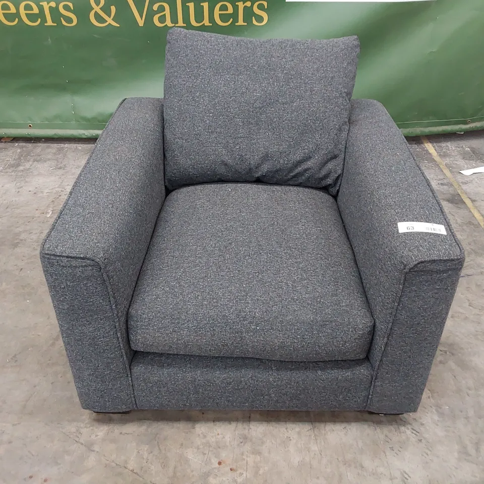 QUALITY DESIGNER EASY CHAIR CHARCOAL FABRIC