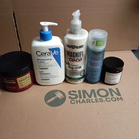 APPROXIMATEY 20 ASSORTED HEALTH AND BEAUTY PRODUCTS TO INCLUDE - CERAVE MOISTURISING LOTION - SOPA & GLORY BODY LOTION AND BALANCING ACT SCENTED CANDLE