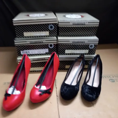 LOT OF 6 ASSORTED BOXED PAIRS OF BANNED HEELED SHOES IN VARIOUS SIZES