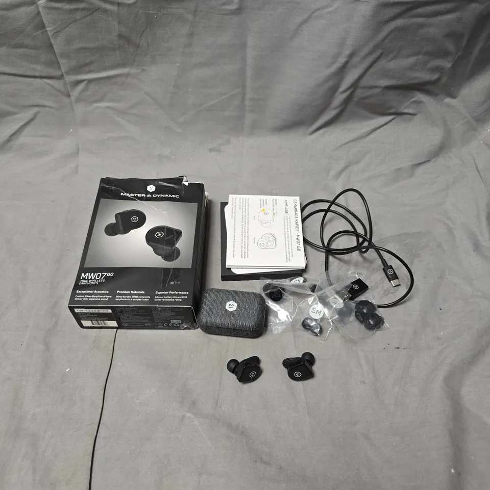 MASTER & DYNAMIC MW07 GO TRUE WIRELESS EARPHONES – BOXED, JET BLACK