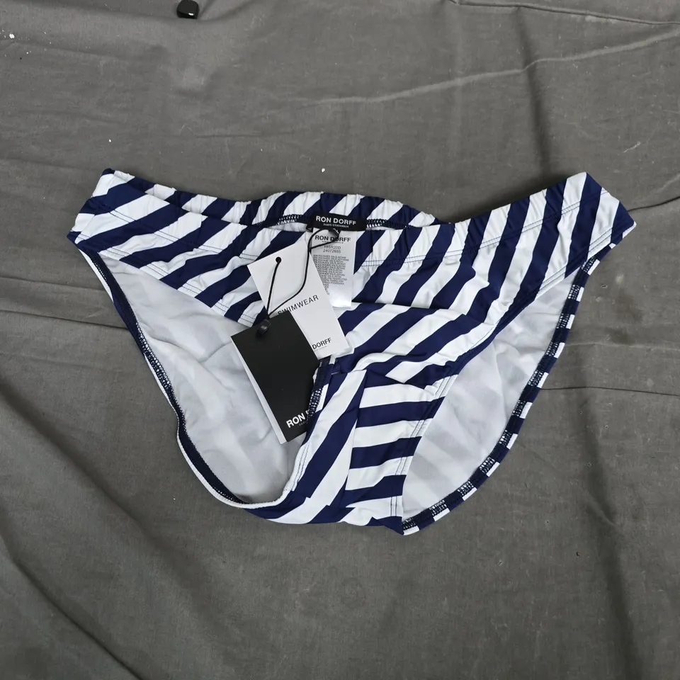 RON DORFF SLIM SWIM BRIEFS – NAVY & WHITE STRIPES, XL