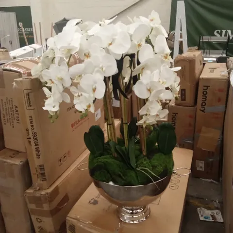 LARGE FAUX PLANT IN BOWL SHAPED ITEM