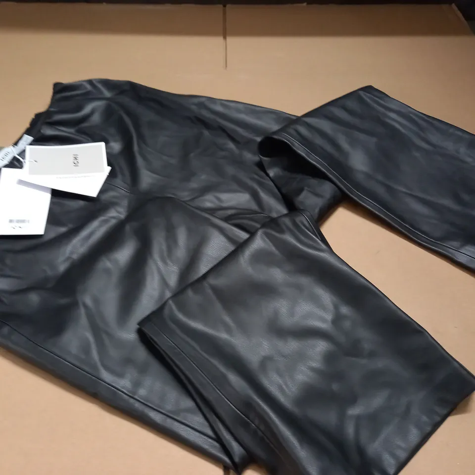 ICHI BLACK PU TROUSERS - 38