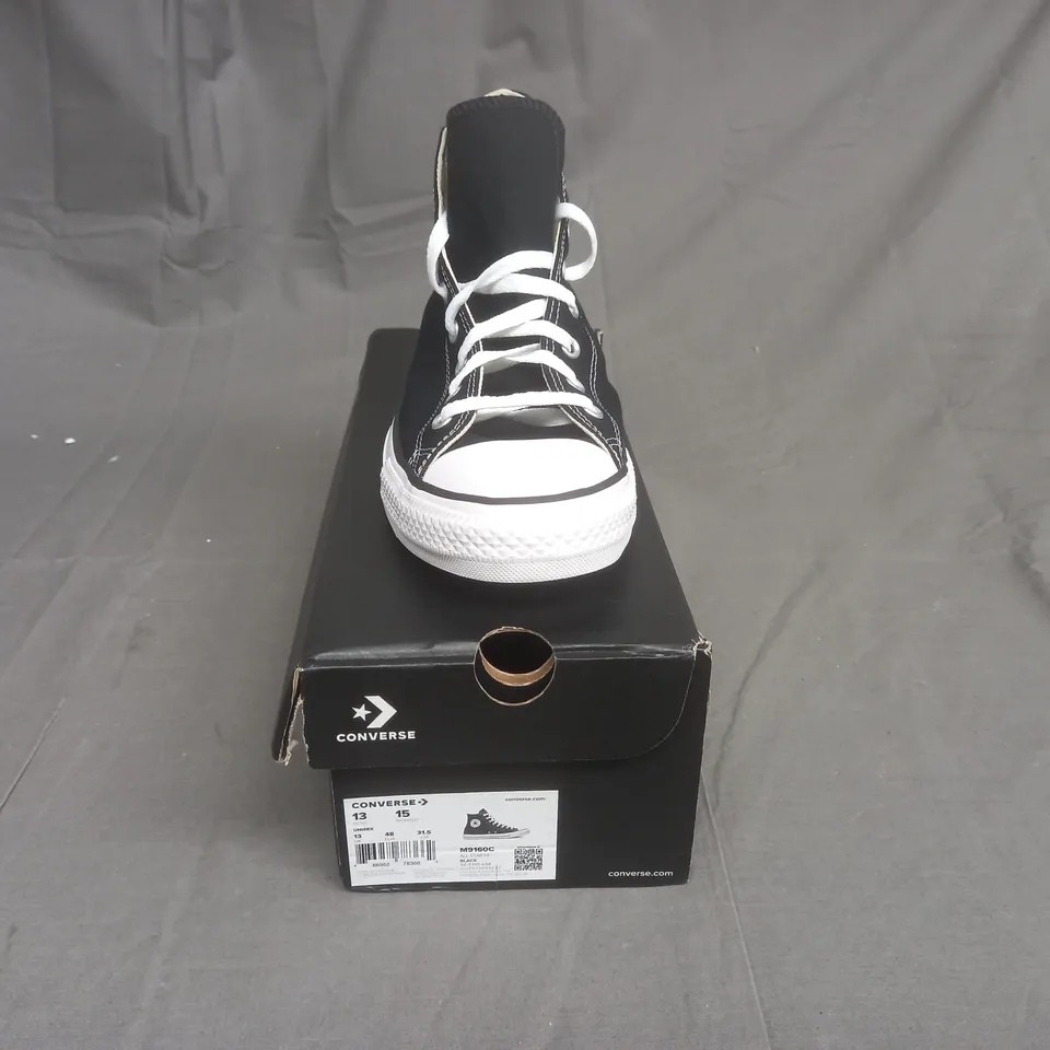 BOXED PAIR OF CONVERSE ALL STARS IN BLACK SIZE UK 13