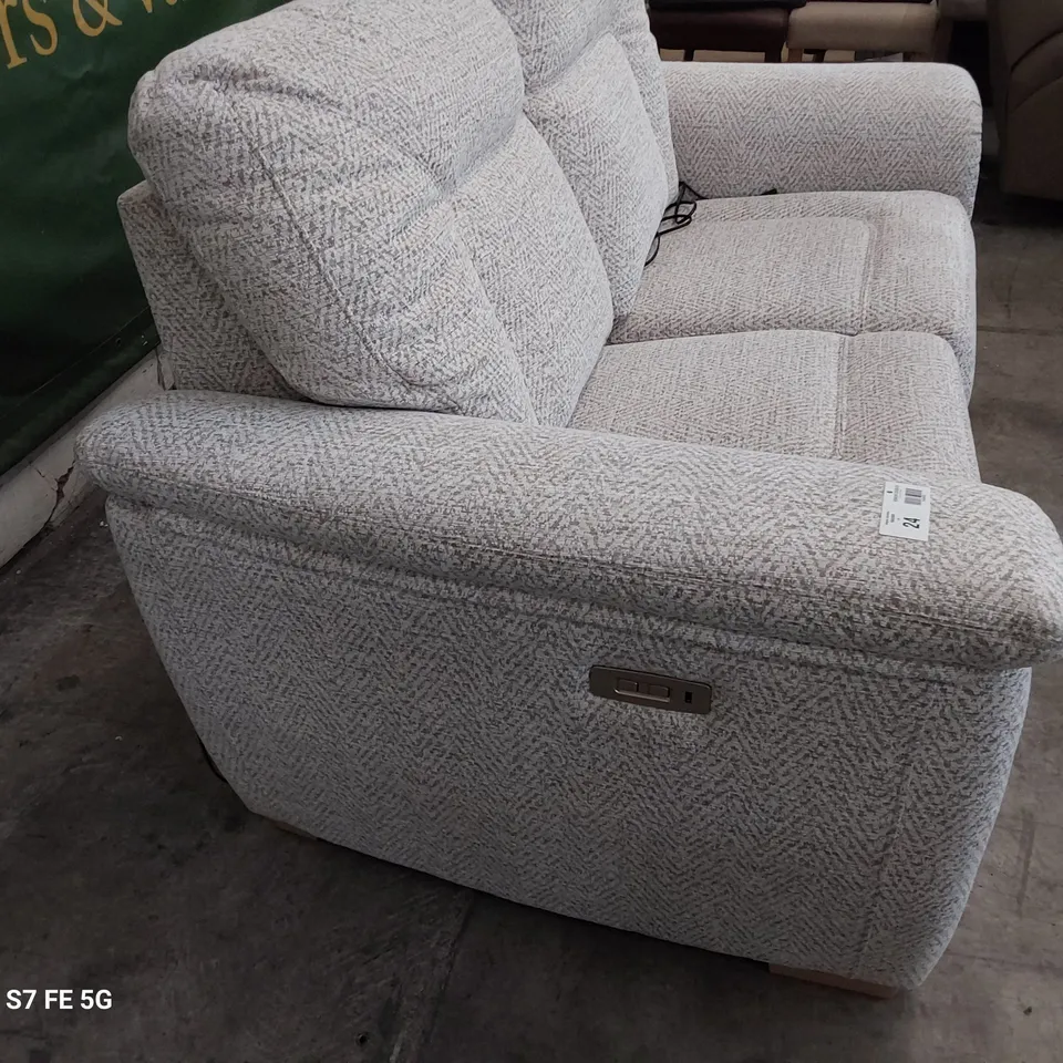 QUALITY BRITISH DESIGNER G PLAN ELLIOT POWER RECLINING TWO SEATER SOFA PINNACLE MIST FABRIC 