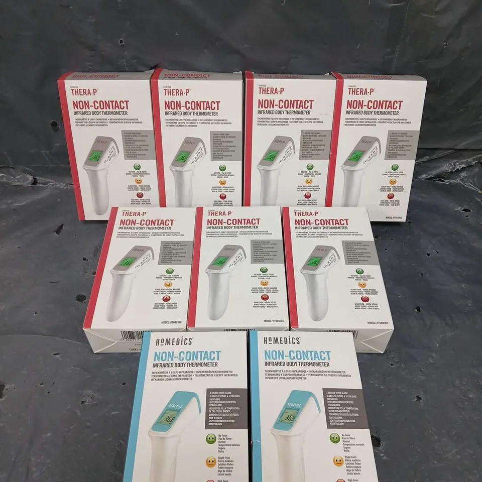 9 X BOXED HOMEDICS NON CONTACT INFRARED BODY THERMOMETERS 