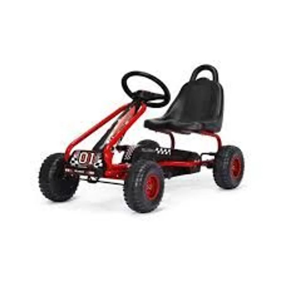BOXED COSTWAY 4 WHEEL PEDAL POWERED RIDE-ON GO KART WITH ADJUSTABLE SEAT - RED