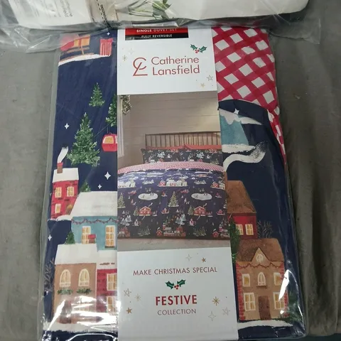 BOX OF APPROXIMATELY 5 CATHERINE LANSFIELD BEDDING PRODUCTS(ASSORTED COLORS AND SIZES) TO INCLUDE:BEDDING AND BLACKOUT BLINDS