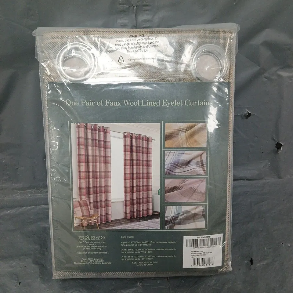 HOME CURTAINS GREY WARRINGTON BLACKOUT LINED CURTAINS 90X90"