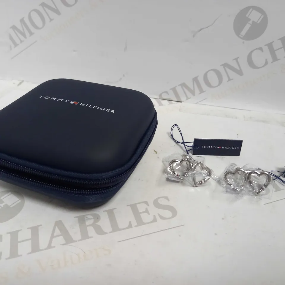 LOT OF 2 PAIRS TOMMY HILFIGER HEART LOGO EARRINGS RRP £78