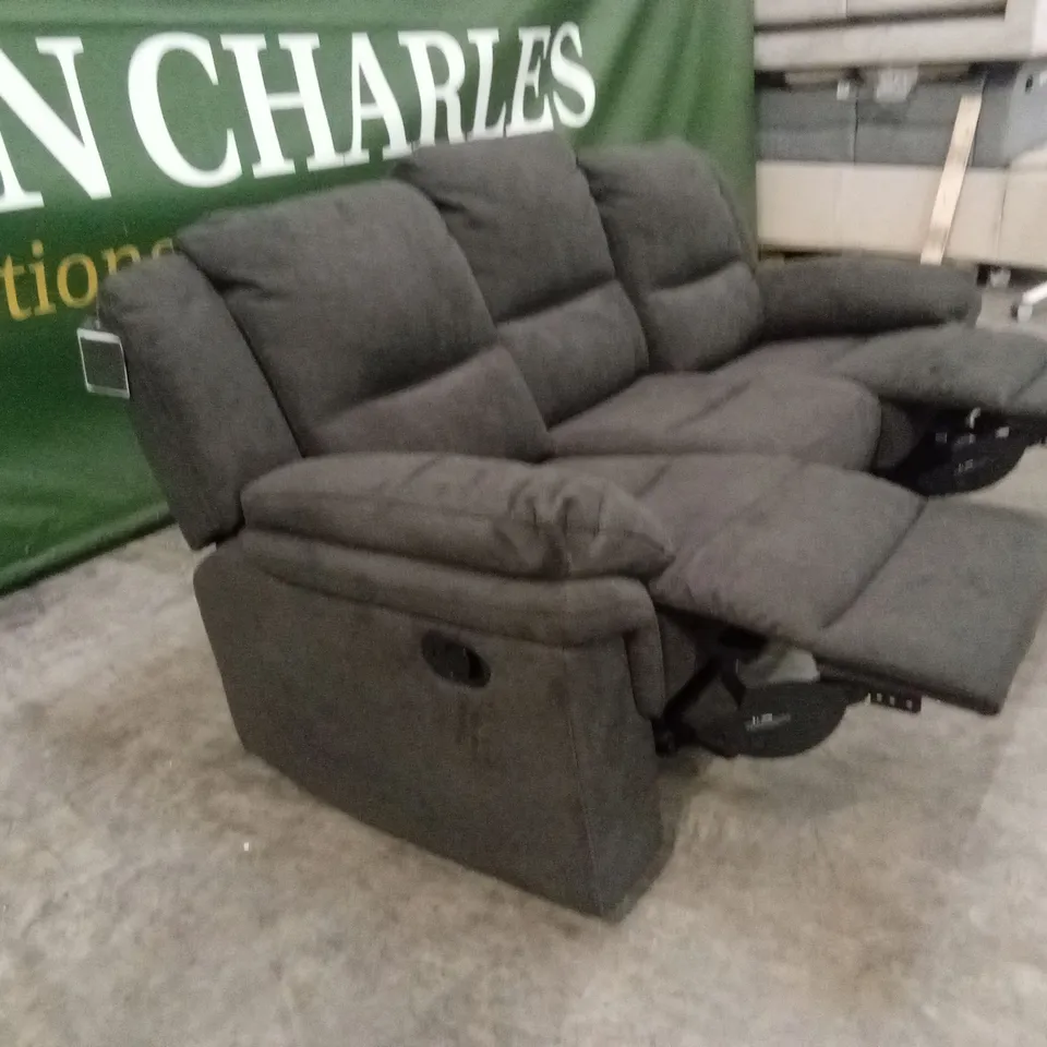 ALBION FABRIC 3 SEATER HIGH BACK MANUAL RECLINER SOFA - CHARCOAL RRP £749