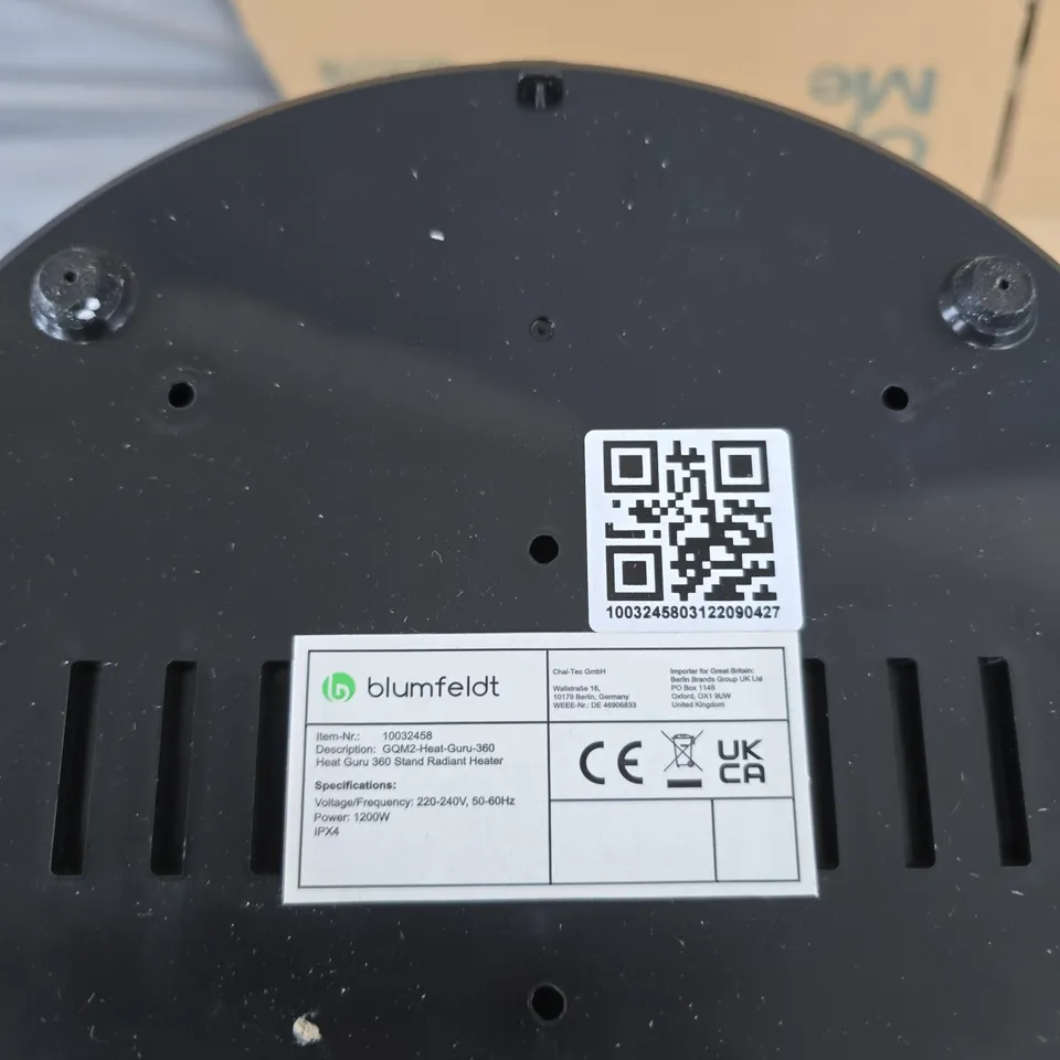 BLUMFELDT HEAT GURU 360 STAND RADIANT HEATER – 1200W
