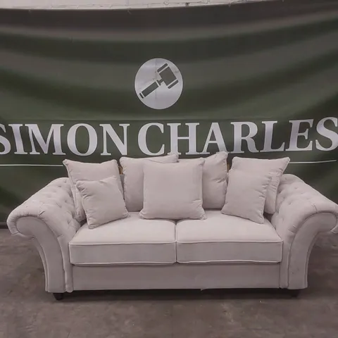 QUALITY DESIGNER WINDSOR 3 SEATER FABRIC SOFA - NATURAL
