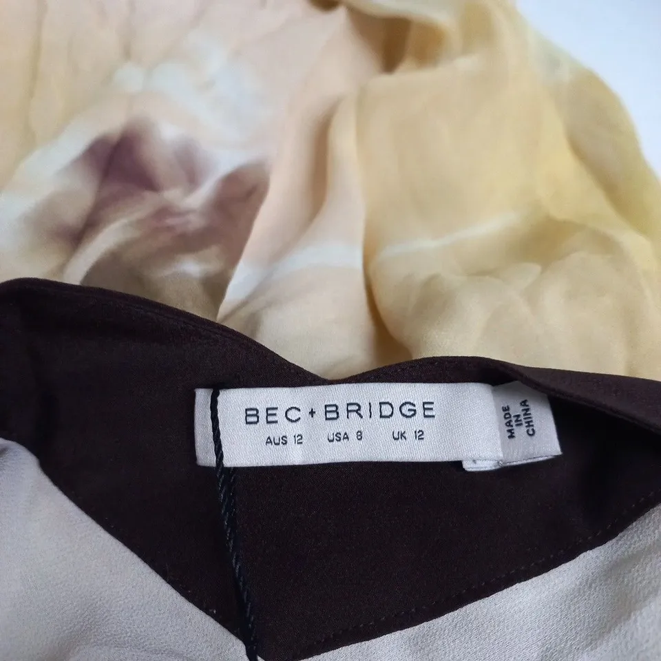 BEC + BRIDGE BLASE ASYM MIDI DRESS – PALMERA FLORAL, UK 12