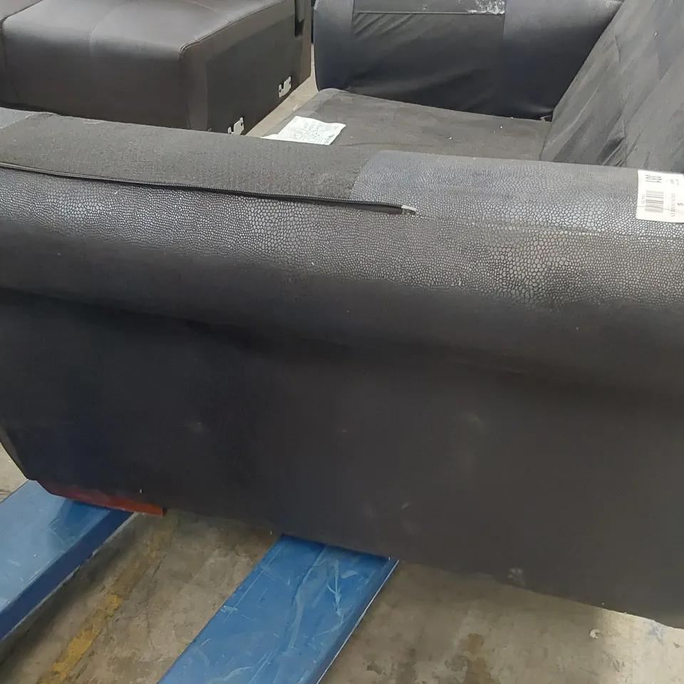 DESIGNER TWO SEATER SOFA FRAME BLACK FAUX LEATHER 