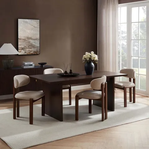 BOXED DUSK MAISIE 4-6 SEATER DINING TABLE - WALNUT WOOD (1 BOX)