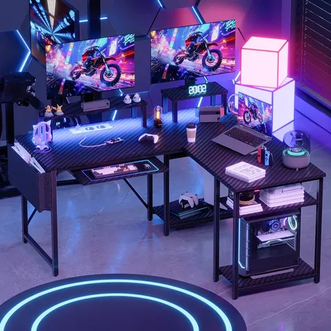 BOXED AGATHI 60cm RECTANGLE L SHAPED COMPUTER DESK WITH MONITOR STAND (1 BOX)