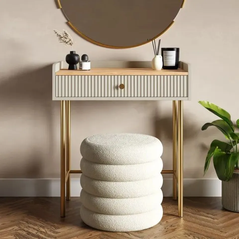 BOXED GEORGI 1 DRAWER COMPACT DRESSING TABLE - NATURAL (1 BOX)