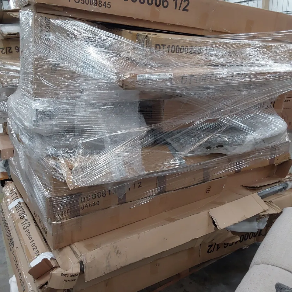 PALLET OF ASSORTED BOXED DINING TABLE PARTS 