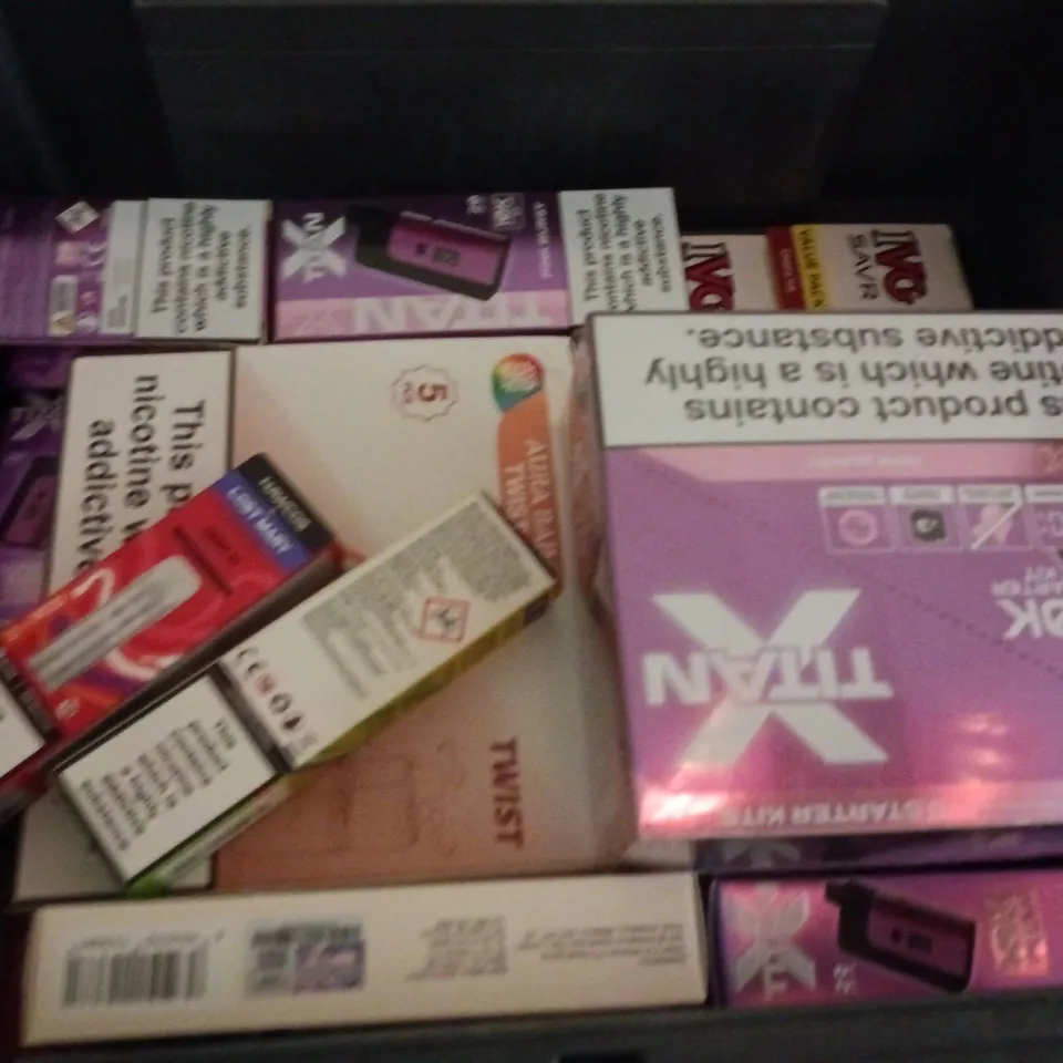 APPROXIMATELY 20 ASSORTED E-CIGARETTE PRODUCTS TO INCLUDE BRANDS SUCH AS LOST MARY, TITAN X, HAYATI, ETC - COLLECTION ONLY