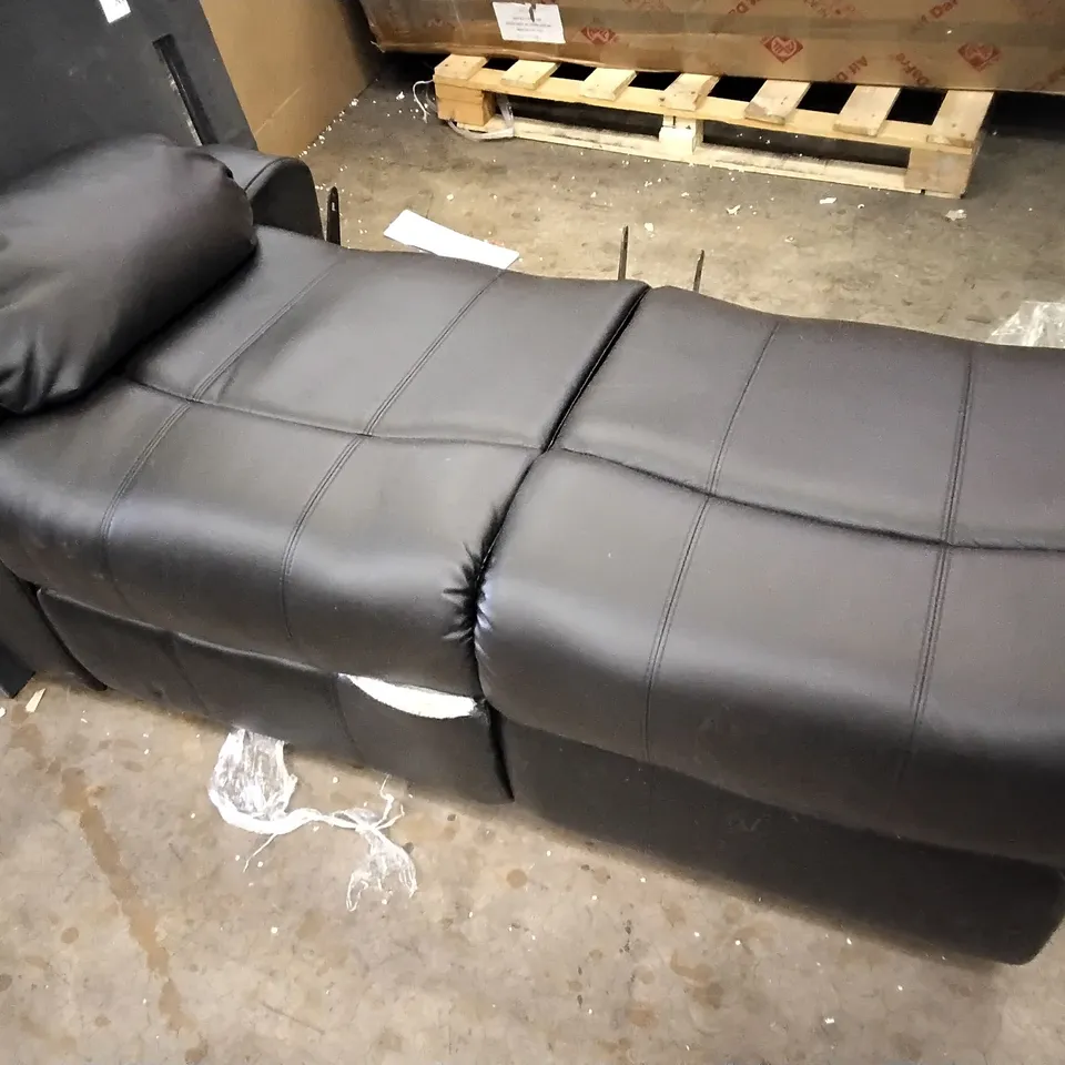 DESIGNER BLACK FAUX LEATHER SOFA BASE PART (MISSING BACK)