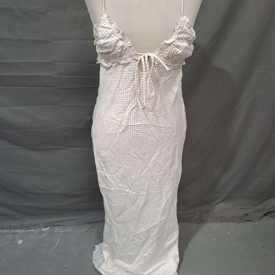 ZARA BACKLESS MIDI DRESS IN CREAM POLKA SIZE M