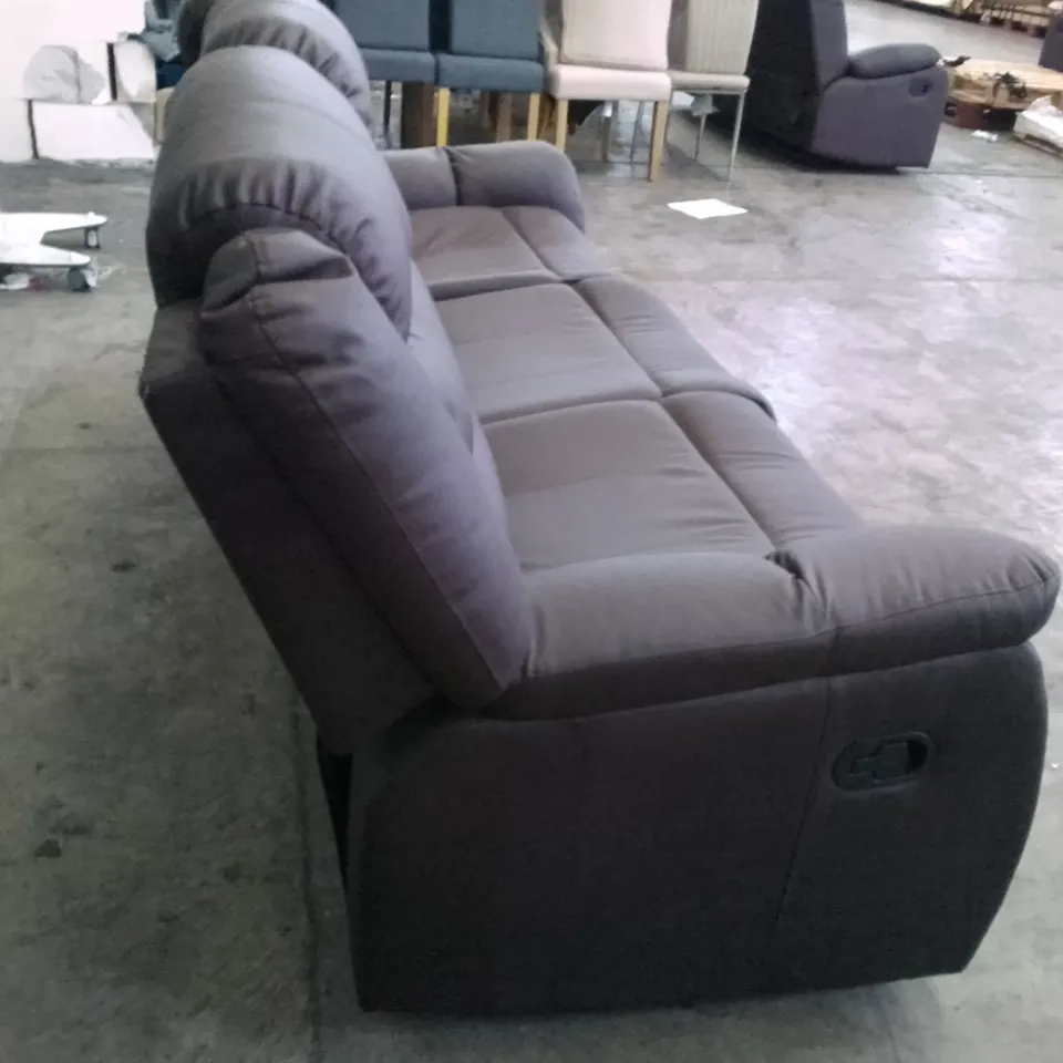QUALITY DESIGNER STAMFORD 3 SEATER MANUAL RECLINER SOFA - DARK BROWN LEATHER 