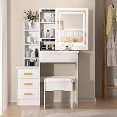 BOXED DRESSING TABLE WITH LED LIGHTING, ADJUSTABLE BRIGHTNESS, DRESSING TABLE - WHITE (1 BOX)