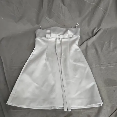 ZARA SATIN BOW DETAIL MINI DRESS IN SILVER SIZE S
