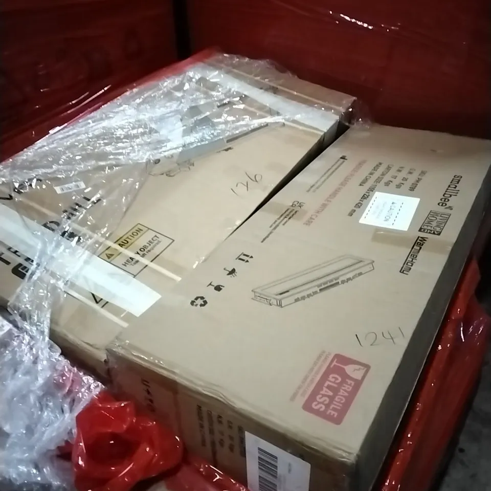 PALLET OF HOUSEHOLD ITEMS TO INCLUDE ELECTRIC FIRE, TREADMILL AND OTHER ASSORTED ITEMS...