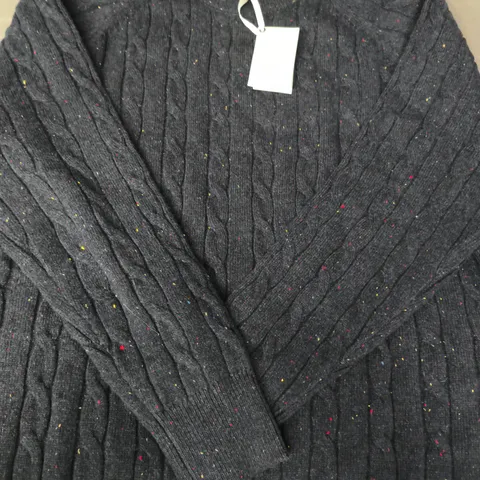 MONCRIEF LAMBSWOOL CABLE LONG SLEEVE JUMPER IN NAVY SIZE XL