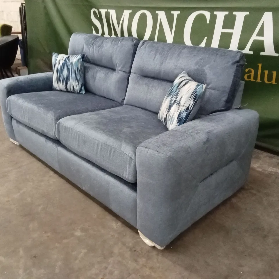 MELROSE FABRIC 3 SEATER SOFA - BLUE RRP £1349