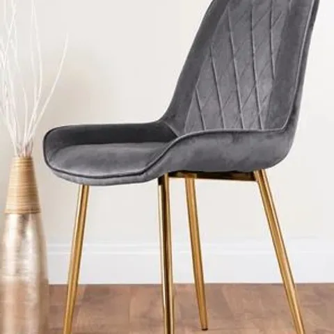 BOXED PALERMO VELVET MODERN DINING CHAIRS GREY - SET OF 2 (1 BOX)