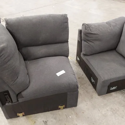 TWO CHARCOAL FABRIC CORNER SECTIONS- NOT MATCHING