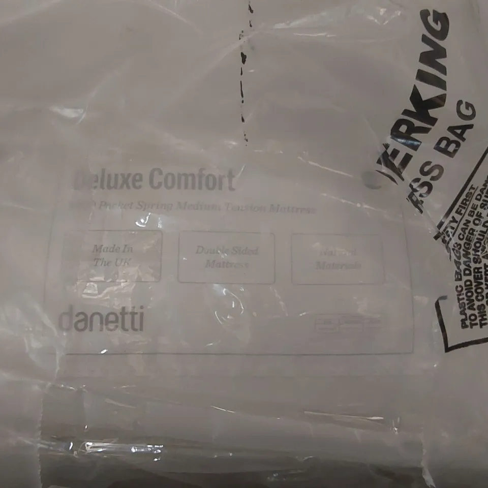 QUALITY BAGGED DANETTI DELUXE COMFORT 3,000 POCKET SPRING MEDIUM DOUBLE MATTRESS