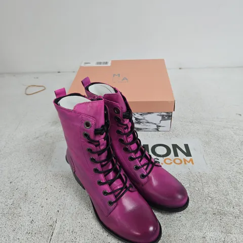  MODA IN PELLE BEZZIE DARK PINK LEATHER LACE-UP ANKLE BOOTS – UK 7 (EU 40)